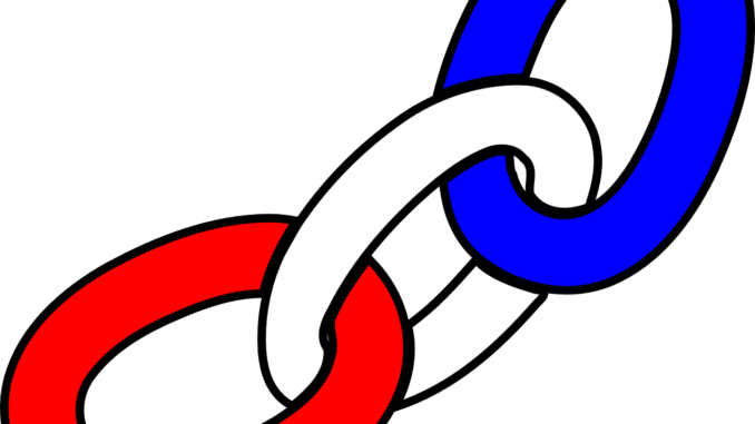 3 verschieden farbige Kettenglieder symbolisieren die Link-Liste